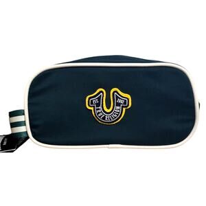 True Religion Nylon Collegiate Toiletry Bag Mens Green Yellow Penn Logo Dopp Kit